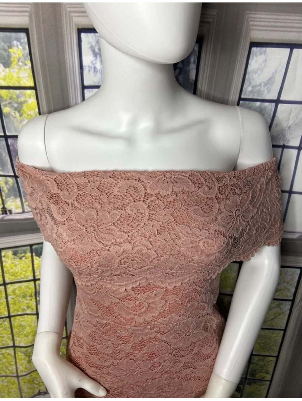 GUESS Los Angeles Women S Blush Pink Lace Off Shoulder Bodycon Mini Dress Y2K